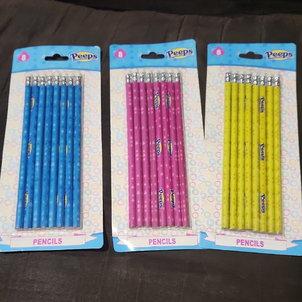 Peeps Pencils Set - Blue, Pink, Yellow